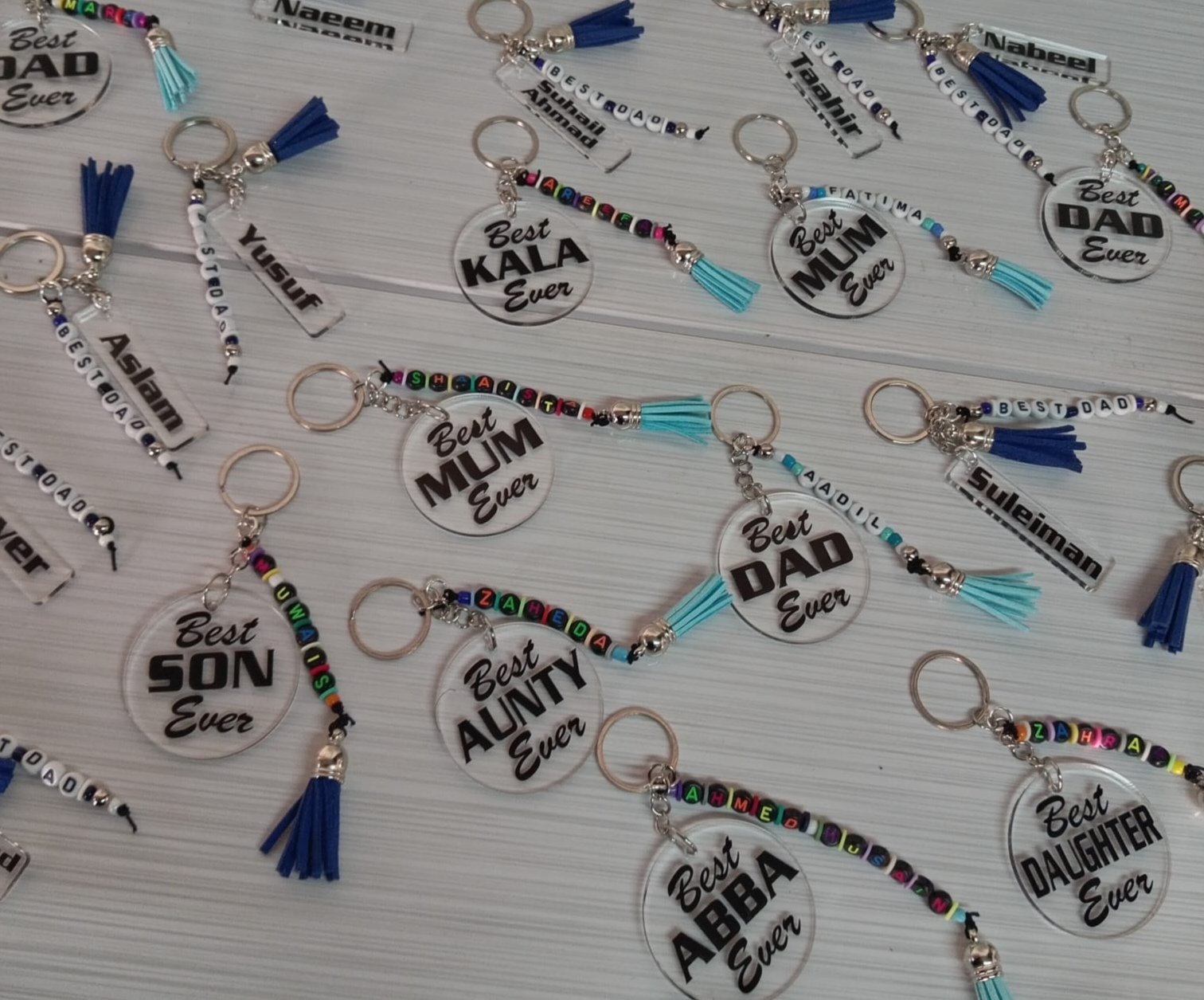 Personalised Acrylic & Name Bead Keyring - Image 5